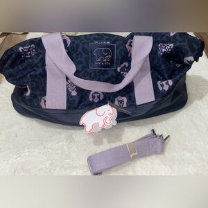 Ivory Ella Navy and Lavender Tote Bag